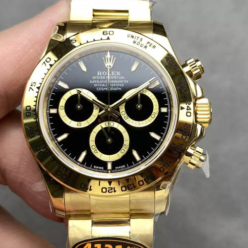 QF공장 롤렉스 코스모그래프 데이토나 블랙 다이얼 옐로우 골드 금통 m126508