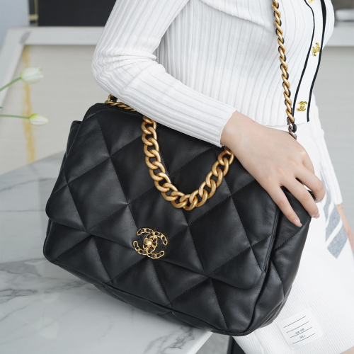 팬더샵 샤넬 램스킨 19 플랩백 맥시 블랙 골드버클