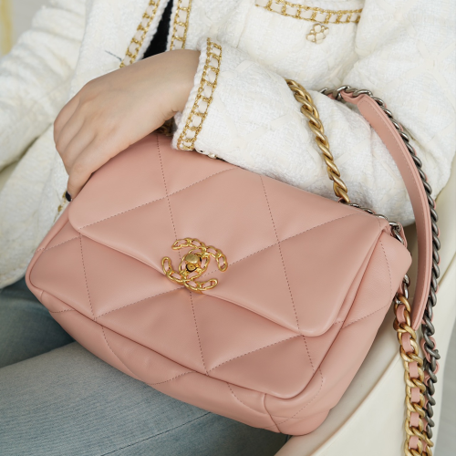 팬더샵 샤넬 램스킨 19 플랩백 스몰 핑크 골드버클