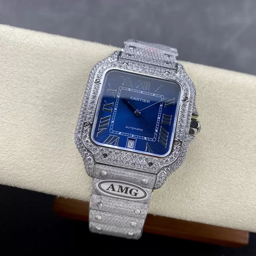 AMG공장 까르띠에 산토스 청판 다이얼 버스트 다운 40mm