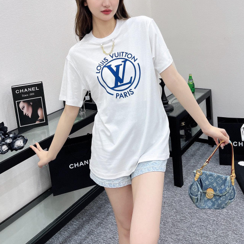 루이비통 플록드 LV 티셔츠 화이트