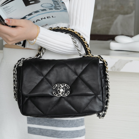 팬더샵 샤넬 램스킨 19 플랩백 스몰 매트블랙 실버버클