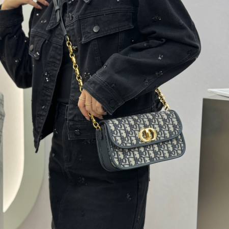 디올 30 몽테인 에비뉴 백 블루 오블리크 자카드