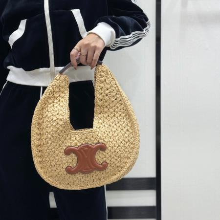 셀린느 그란데비타 여성 클래식 파니에 라피아 호보백 112772