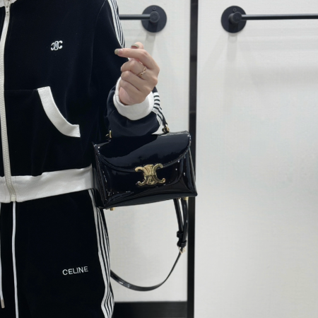 셀린느 틴 니노백 카프스킨 샤이니 블랙 숄더백 118113