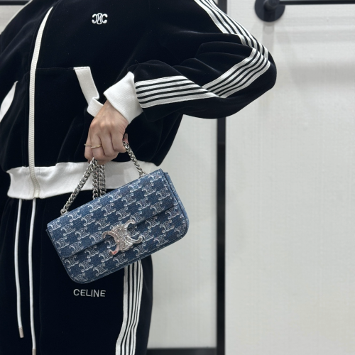 셀린느 트리오페 체인 숄더백 데님 은장 197993