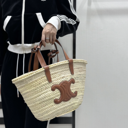 셀린느 틴 클래식 파니에 라피아 바스켓 백 미디엄 113832