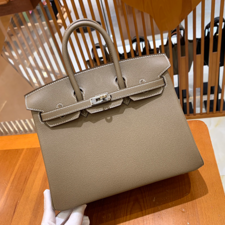 그린엘 에르메스 버킨 25 엡송가죽 그레이 은장 버클