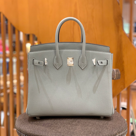 그린엘 에르메스 버킨 25 토고가죽 그레이 실버 버클