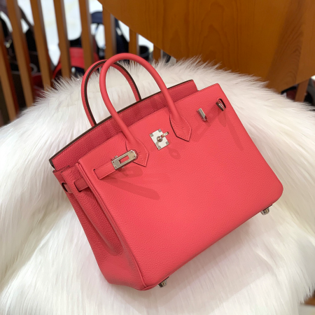 그린엘 에르메스 버킨 25 토고가죽 립스틱 핑크 실버 버클