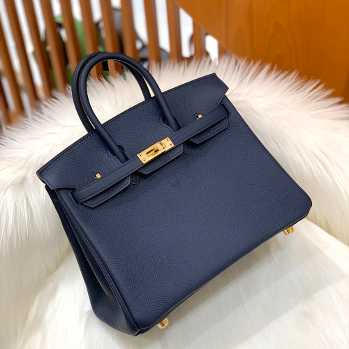 그린엘 에르메스 버킨 25 토고가죽 사파이어 블루 골드 버클
