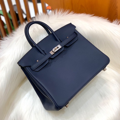 그린엘 에르메스 버킨 25 토고가죽 사파이어 블루 실버 버클