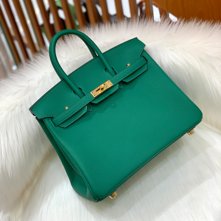 그린엘 에르메스 버킨 25 토고가죽 벨벳 그린 골드 버클