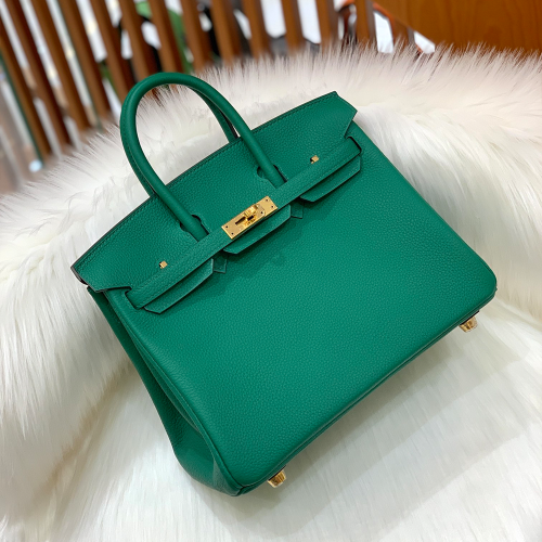 그린엘 에르메스 버킨 25 토고가죽 벨벳 그린 골드 버클