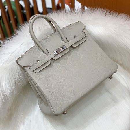 그린엘 에르메스 버킨 25 토고가죽 아이스 그레이 실버 버클