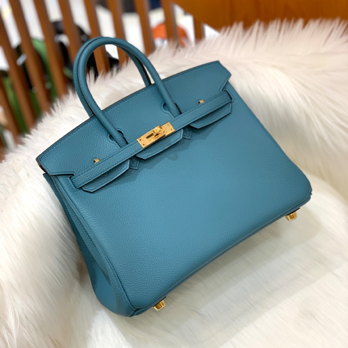 그린엘 에르메스 버킨 25 토고가죽 데님 블루 골드 버클