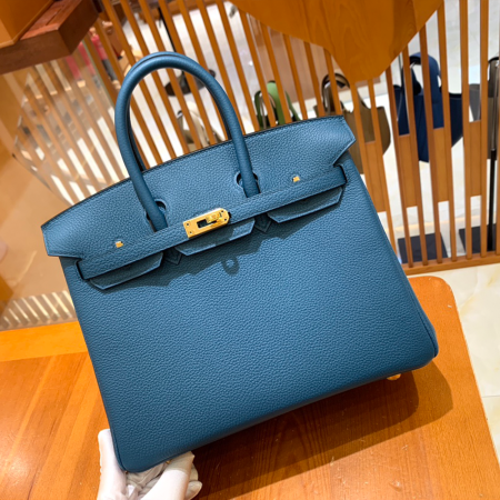 그린엘 에르메스 버킨 25 토고가죽 이즈미르 블루 금장 버클