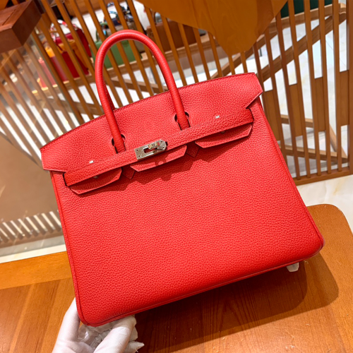 그린엘 에르메스 버킨 25 토고가죽 하트 레드 은장 버클