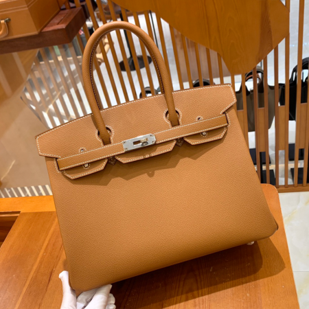 그린엘 에르메스 버킨 30 엡송가죽 골드 브라운 은장 버클