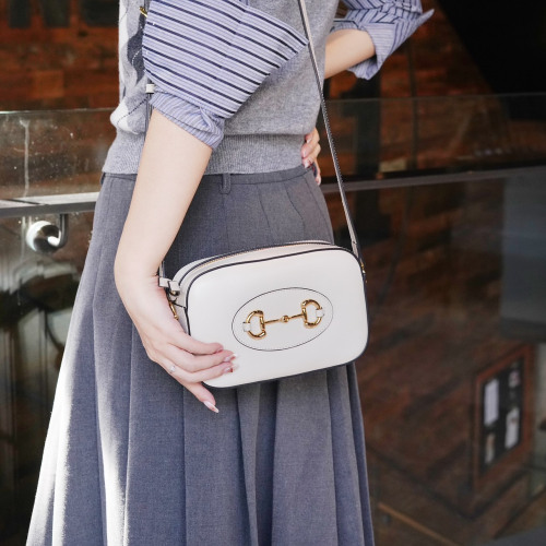 구찌 홀스빗 1955 크로스 숄더백 화이트 레더 760196