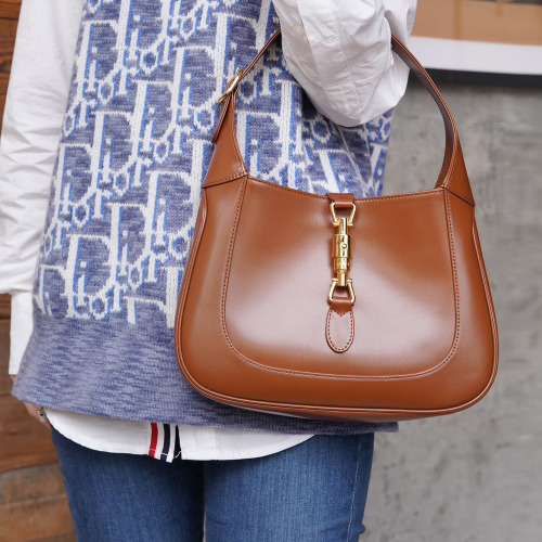 구찌 재키 숄더백 브라운 레더 636709