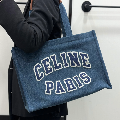 셀린느 파리 데님 카프스킨 라지 카바스 타이스 네이비 탄 196762