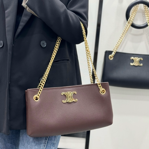 셀린느 뉴스페이퍼 트리오페 체인 숄더백 미디엄 체스트넛 114253