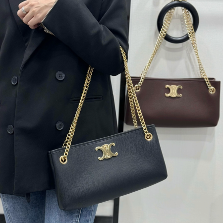 셀린느 뉴스페이퍼 트리오페 체인 숄더백 미디엄 블랙 114253