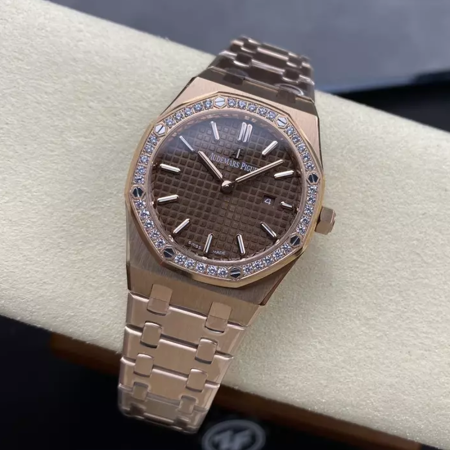 ZF공장 오데마피게 로얄오크 레이디 33mm 브라운 다이얼 로즈골드 금통 67651