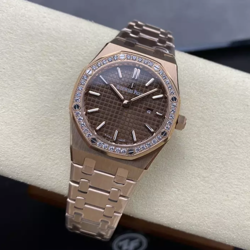 ZF공장 오데마피게 로얄오크 레이디 33mm 브라운 다이얼 로즈골드 금통 67651