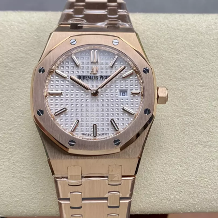 ZF공장 오데마피게 로얄오크 레이디 33mm 화이트 다이얼 로즈골드 금통 67651