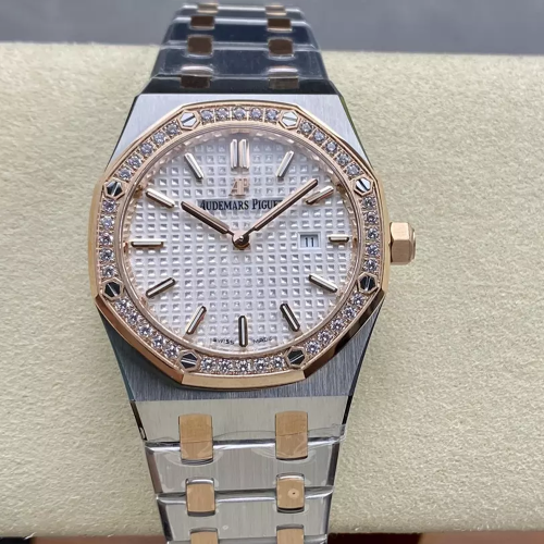 ZF공장 오데마피게 로얄오크 레이디 33mm 화이트 다이얼 로즈골드 콤비 67651