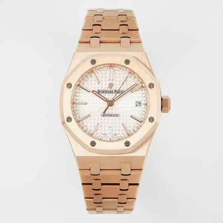 IP공장 오데마피게 로얄오크 화이트 다이얼 로즈골드 금통 37mm 15450