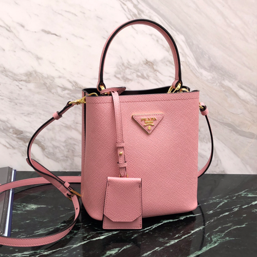 프라다 사피아노 파니에 두블레 스몰 토트 숄더백 핑크 1BA217