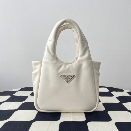 프라다 여성 소프트 스몰 패딩 나파 토트백 화이트 1BA359