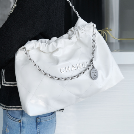 팬더샵 샤넬 24C 22백 가로버전 화이트 실버 버클