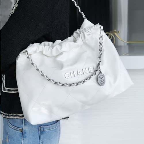 팬더샵 샤넬 24C 22백 가로버전 화이트 실버 버클