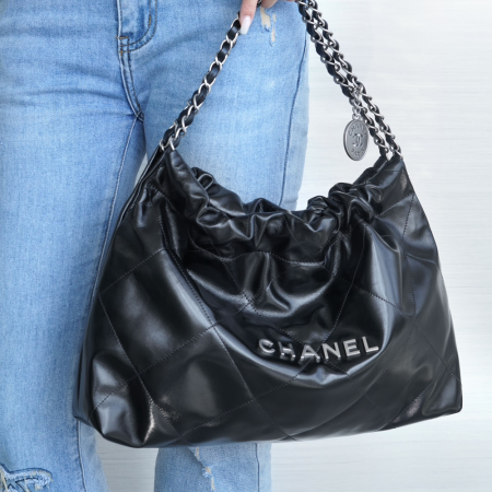 팬더샵 샤넬 24C 22백 가로버전 화이트 실버 버클