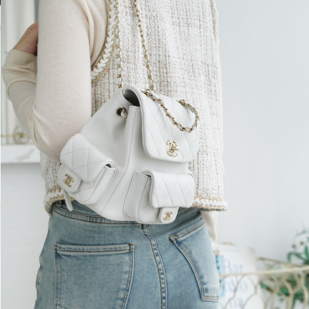 팬더샵 샤넬 23K 뉴 3포켓 듀마 숄더 백 스몰 화이트