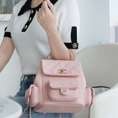 팬더샵 샤넬 23K 뉴 3포켓 듀마 숄더 백 라지 핑크