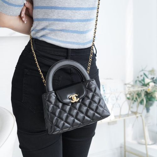 팬더샵 샤넬 3K 켈리 샤이니 빈티지 카프스킨 & 골드 메탈 블랙