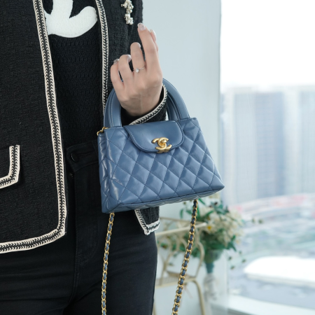 팬더샵 샤넬 3K 켈리 샤이니 빈티지 카프스킨 & 골드 메탈 블루