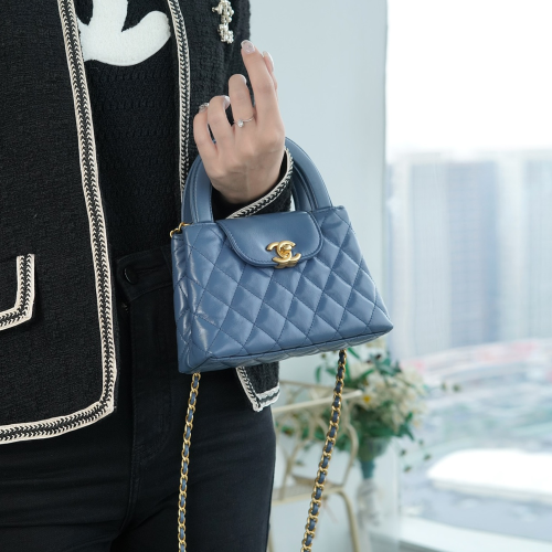 팬더샵 샤넬 3K 켈리 샤이니 빈티지 카프스킨 & 골드 메탈 블루