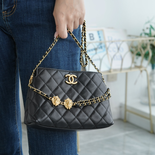 팬더샵 샤넬 크로스 월렛 미니 더블체인 램스킨 블랙