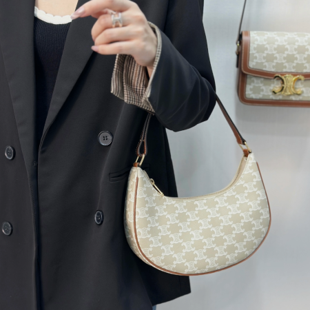 셀린느 아바 숄더백 트리오페 캔버스 카프스킨 베르도 193952