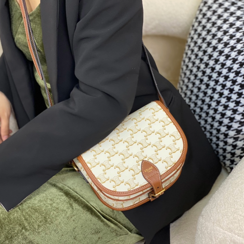 셀린느 트리옹프 미디엄 폴코 크로스 백 화이트 191502