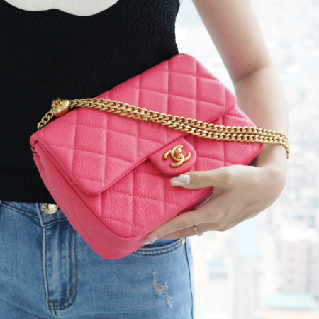 팬더샵 샤넬 클래식 하트볼 플랩백 라지 핑크