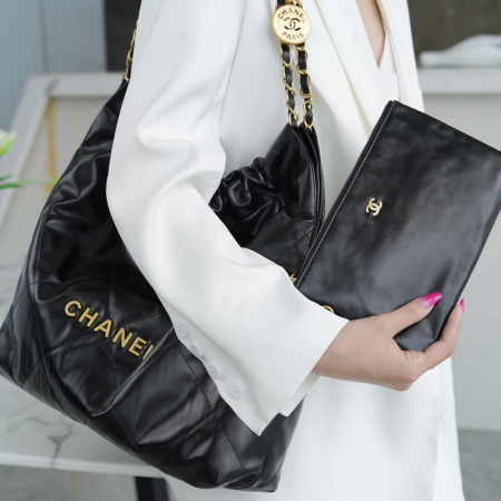 팬더샵 샤넬 22P 22백 미디엄 블랙 금장