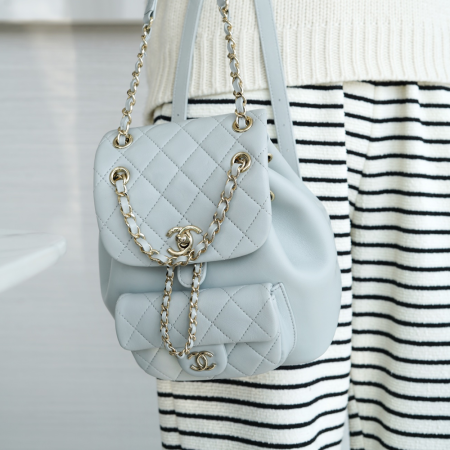 팬더샵 샤넬 듀마 원포켓 백팩 블루 그레이 은장