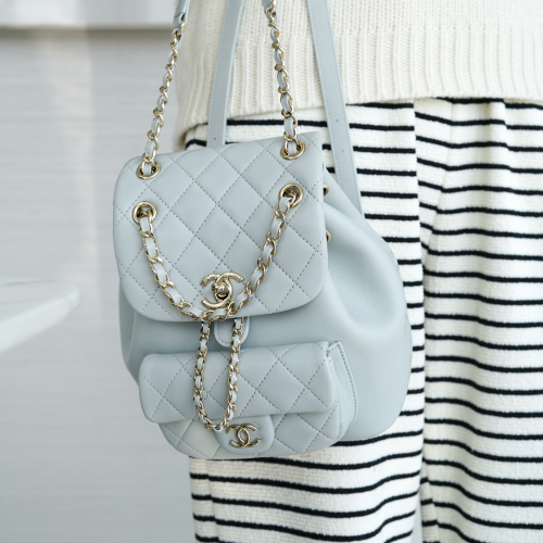 팬더샵 샤넬 듀마 원포켓 백팩 블루 그레이 은장